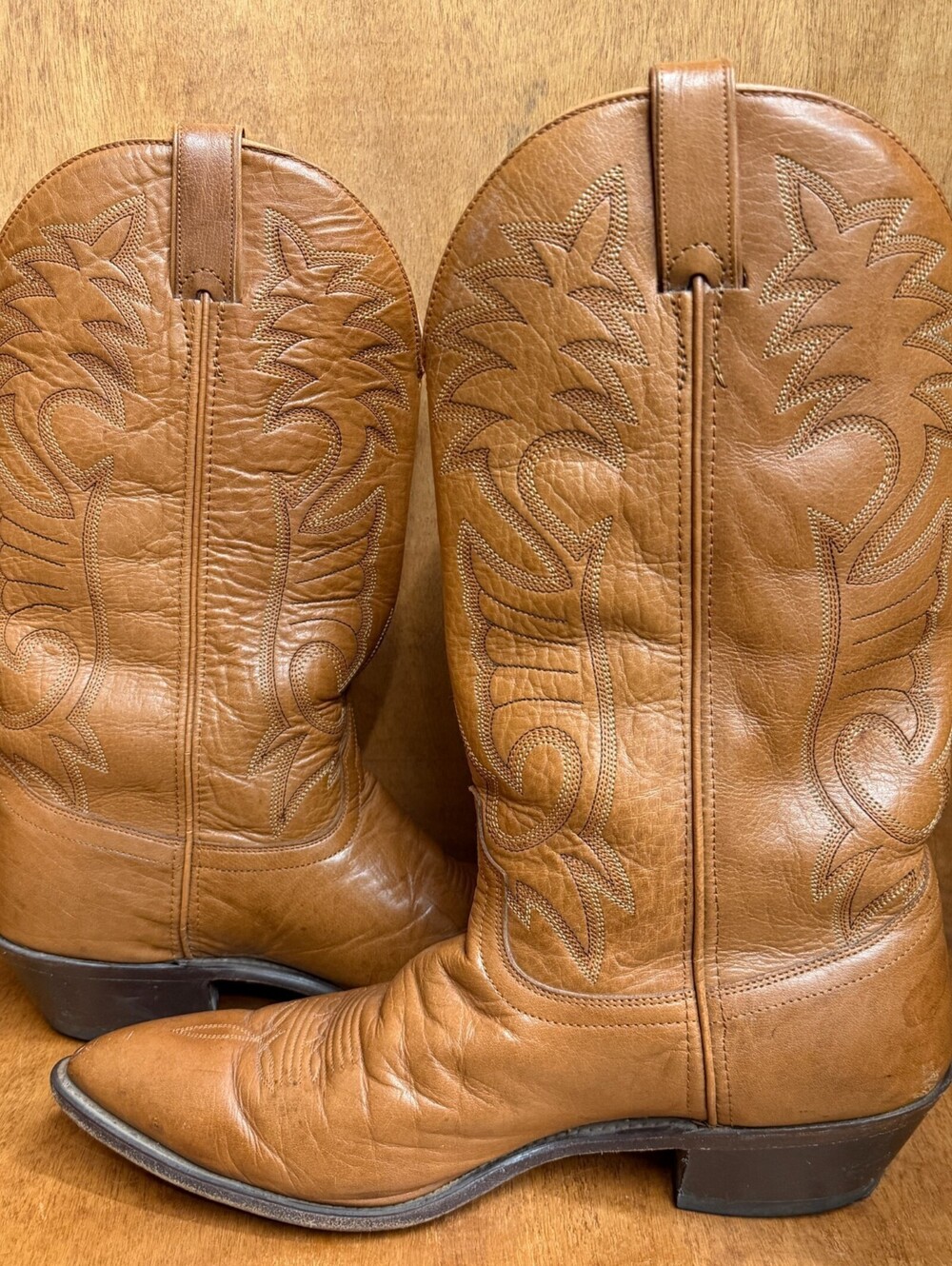 Vintage Laredo Cowboy Boots Mens 12 D Pointed Toe Brown Western Stitched 39437